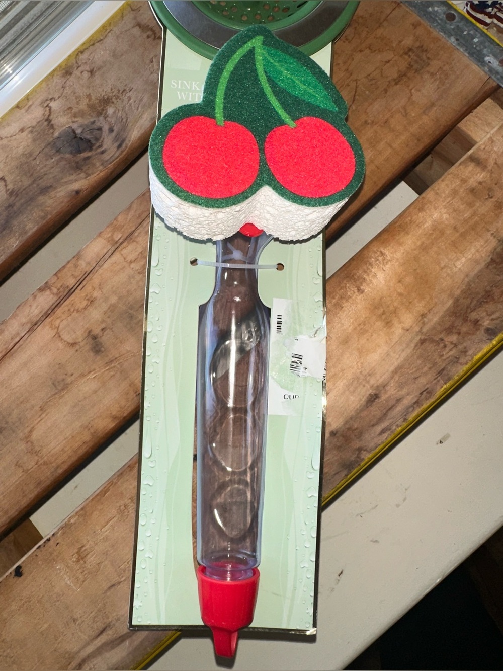 Spruce Lane Cherry-themed sink strainer and scrub brush set ~New - Picture 3 of 7